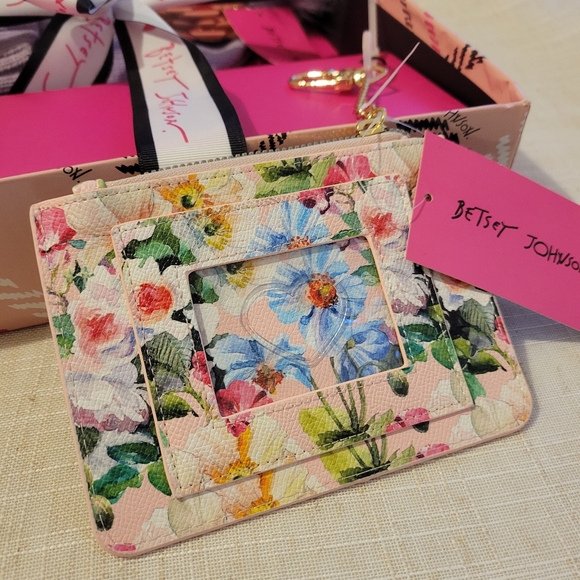 Betsey Johnson Lavender Knit Hat and Floral Card Holder Bundle Set main image 4